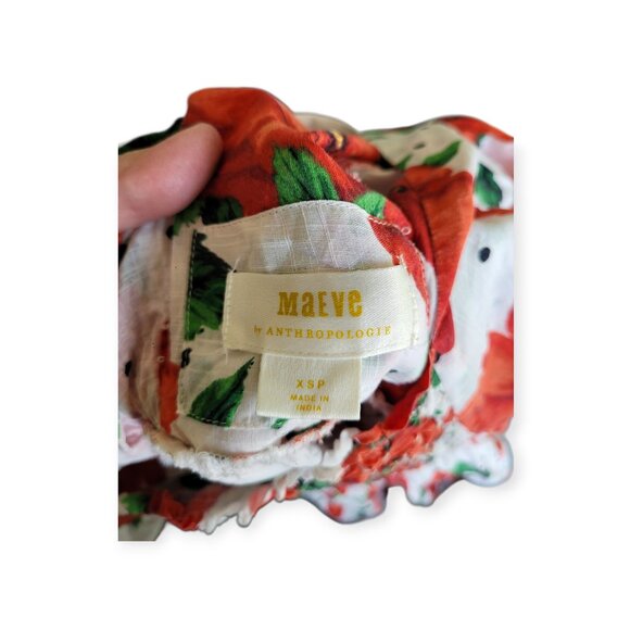 Anthropologie Maeve Square-Neck Poppy Print Smocked Babydoll Dress size XSP - Picture 5 of 12